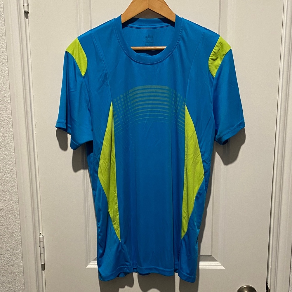 Zity Blue and Light Green Men's Running Athletic Shirt